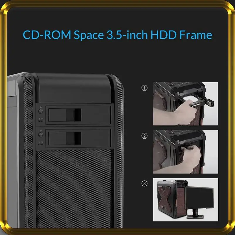 

-A95Z 2X 1106SS 5.25 Trayless Hot Swap Mobile Rack CD-ROM 3.5 Inch Internal SATA Hard Drive SSD Adapter - Black