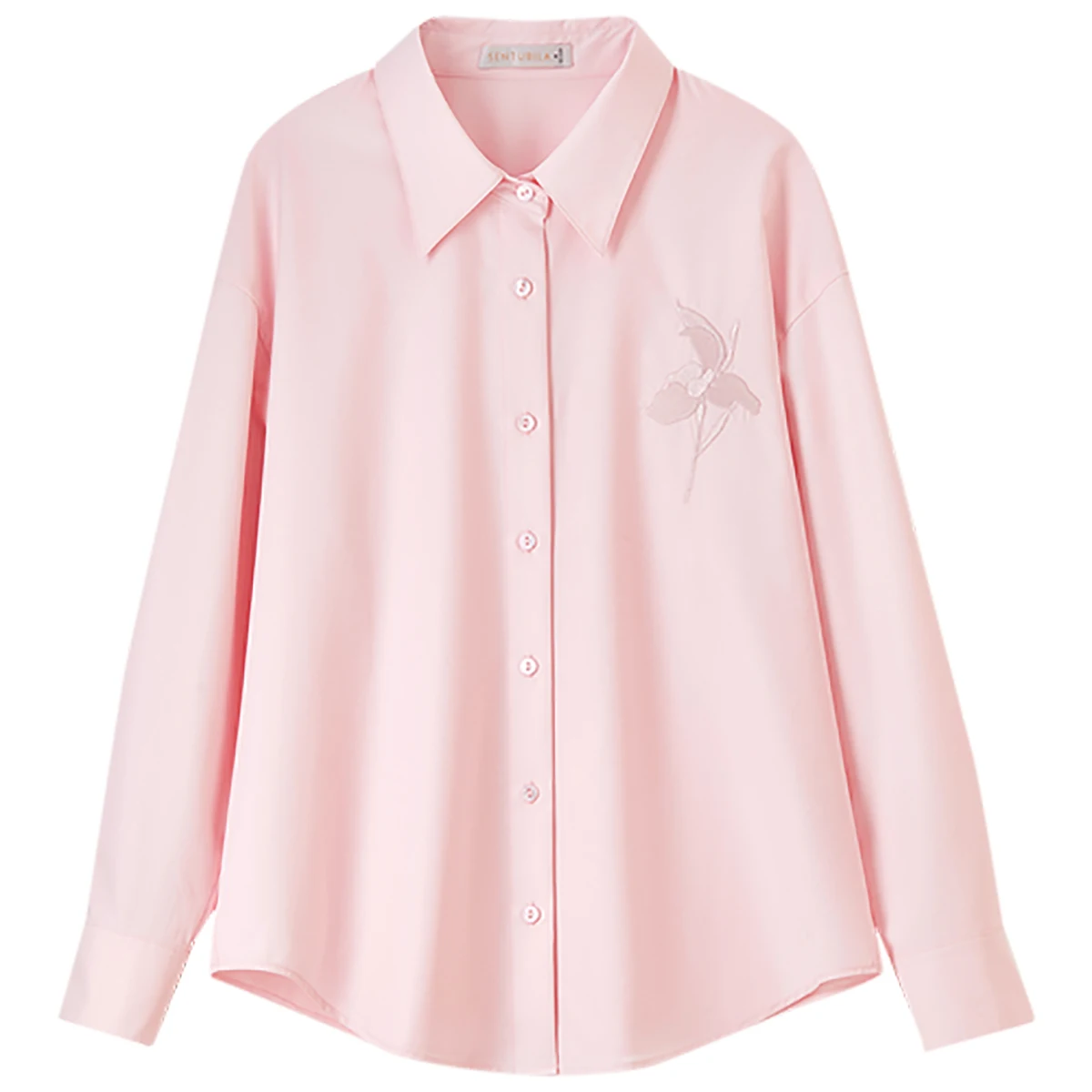SENTUBILA Casual Shirt for Women 2025 Spring Summer Loose Fit Long Sleeve Embroidery Single Breasted Shirts & Blouses 143C56002