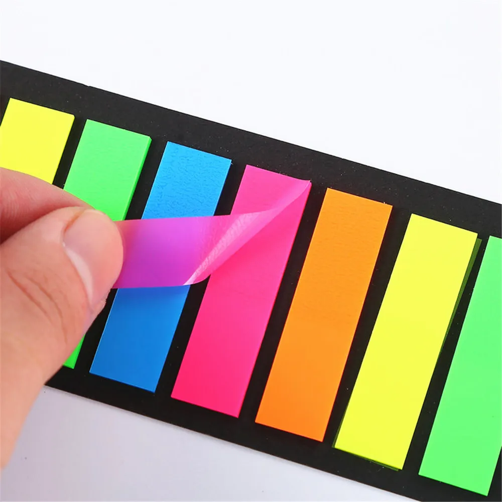 200pcs Color Clear Sticky Notes Index Tabs Posted Transparent Sticky Note Laptop PC Memo Pad Bookmark Stationery Office Supplies