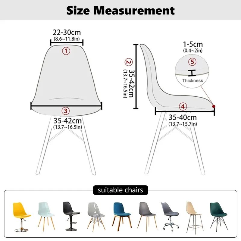 2026 مقاوم للماء الجاكار شل غطاء كرسي تمتد قابل للغسل قصيرة الظهر كرسي يغطي غرفة الطعام مقعد يغطي غرفة المعيشة في الفندق #2