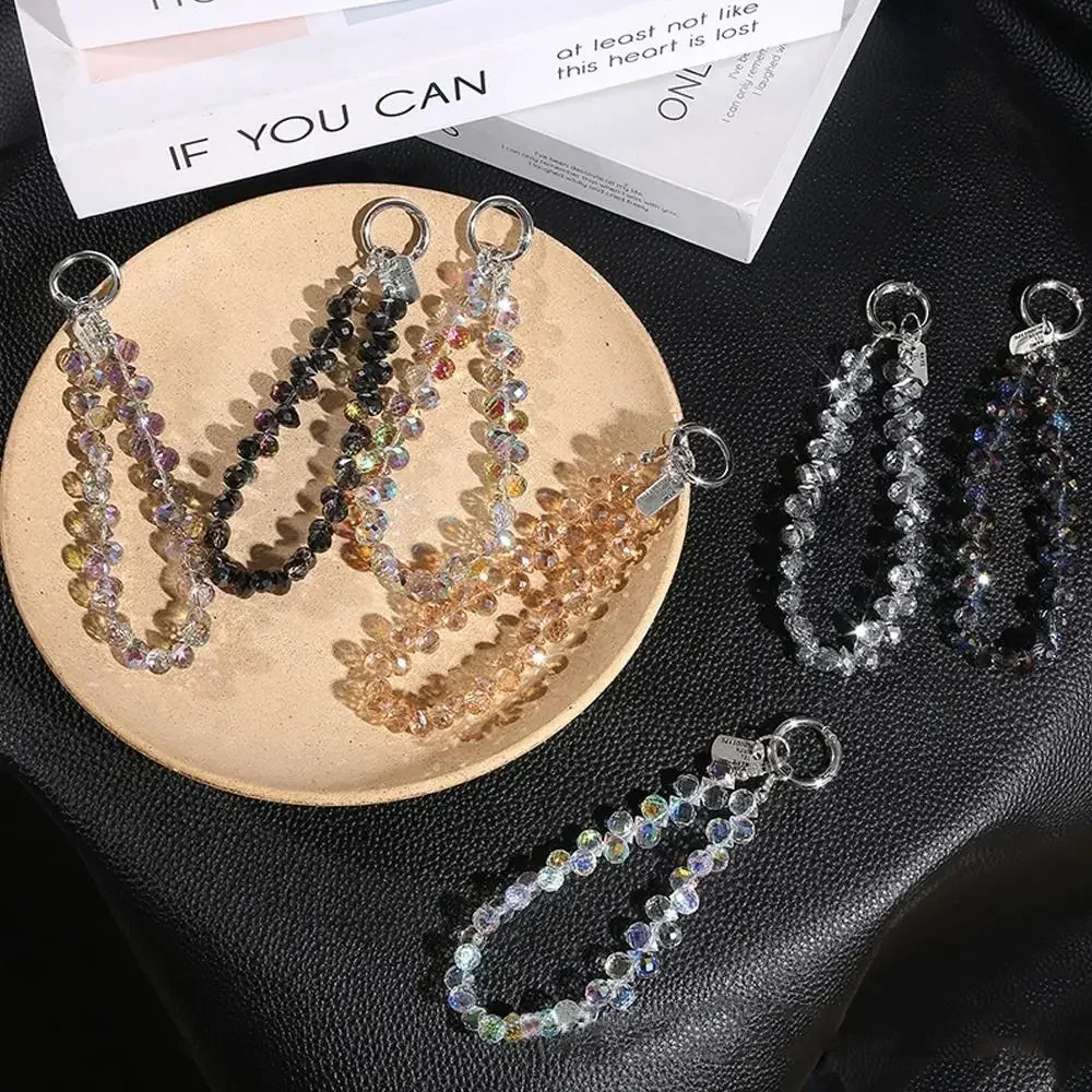 

Стильный блестящий хрустальный кулон из бисера, съемная прозрачная цепочка на запястье с кристаллами, красочный ремешок для телефона для женщин и девочек