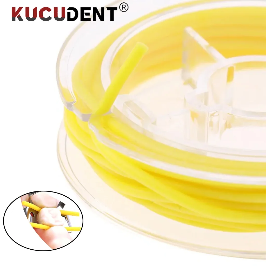 KUCUDENT Dental Rubber Dam Stabilizing Cord Floss Wedges Clamp Elastic Sheets Medium 2.1m/Dia1.8mm Autoclavable Dentist Material