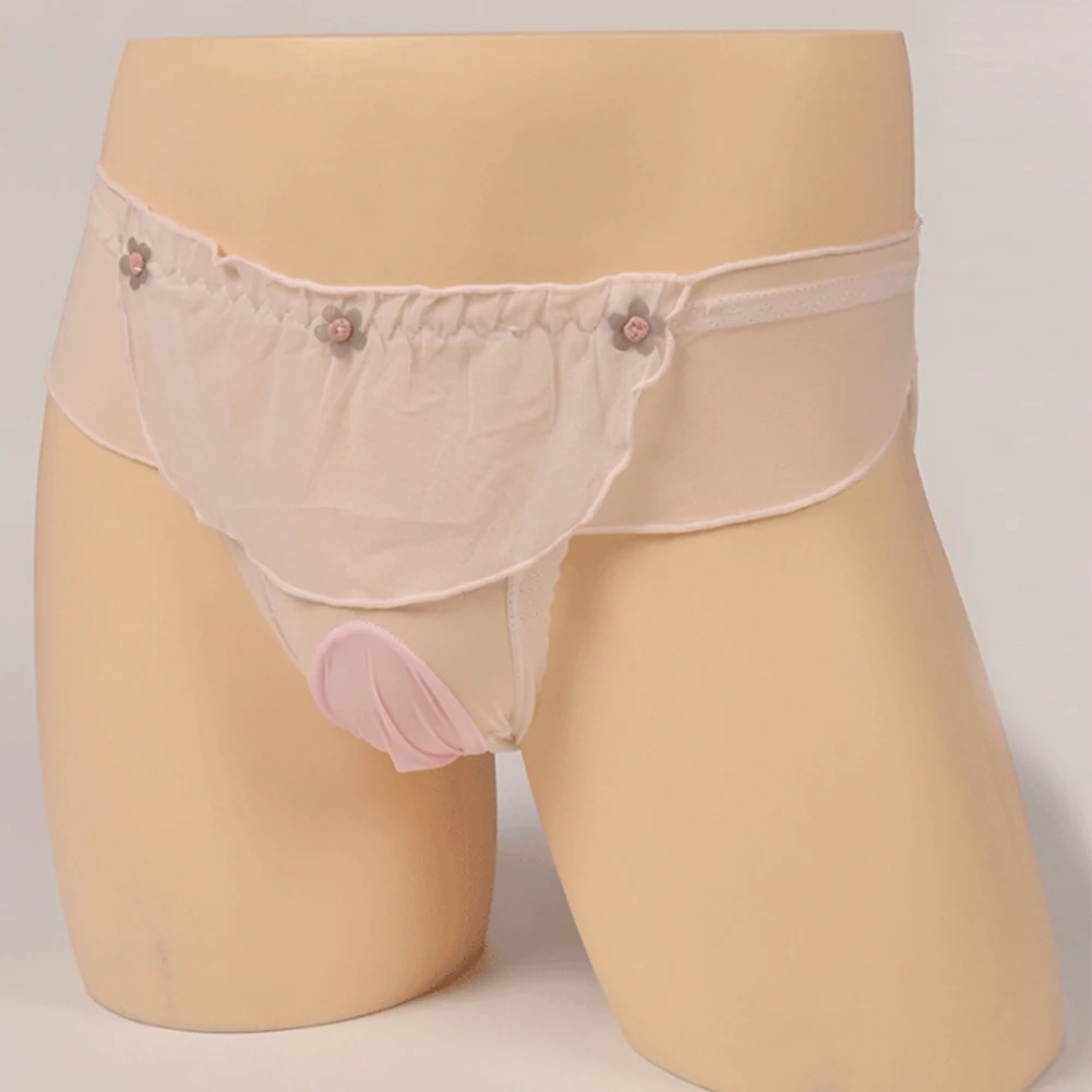 Breathable Mid-rise Sexy Briefs Black Transparent Underwear Sweet Style All Season Use Sheer Design Solid Pattern