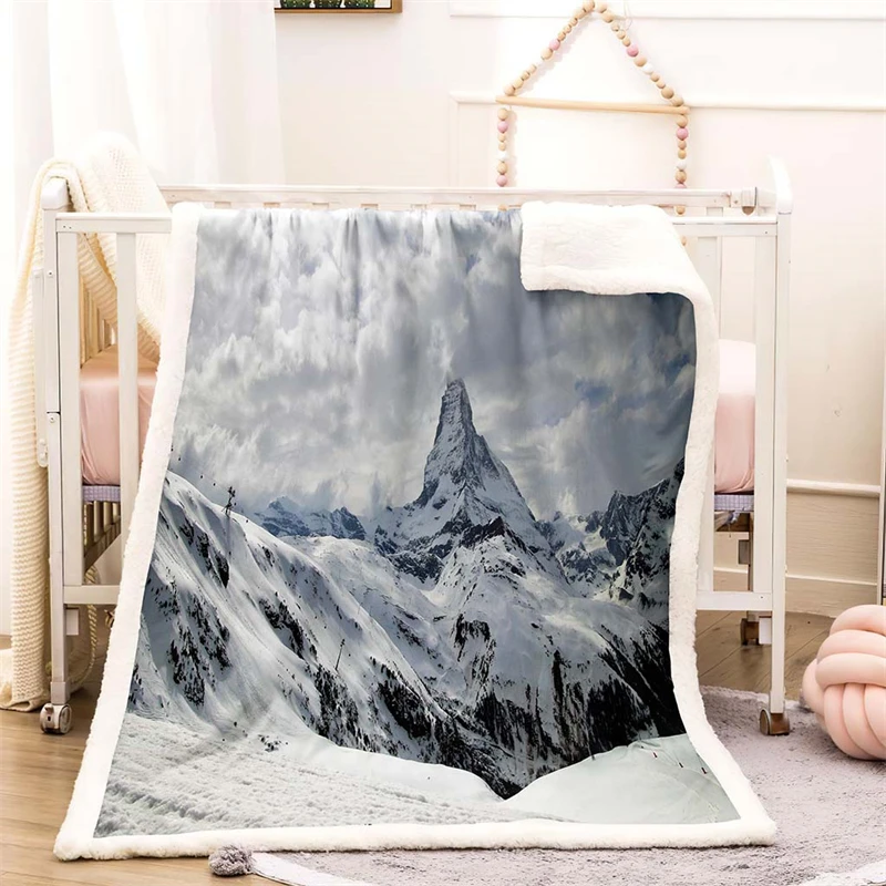 

Snow Scenery Winter Home Blanket Thick Warm Winter Bed Blankets Office Nap Shawl Sofa Cover Fluffy Bedspread On The Bed