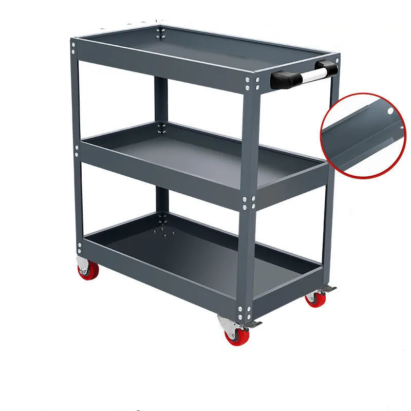 Auto Repair Tool Cart Parts Cart Trolley Tool Box Cargo Rack Trolley Three-Layer Multi-Layer Mobile with Wheels