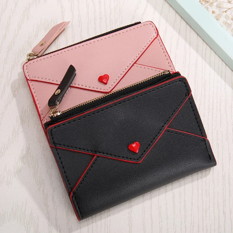 Short Wallet Women Cute Love Wallets Tassel Fashion Hasp Coin Purse Card Holder Female Clutch Money Bag PU Leather Lady Purses