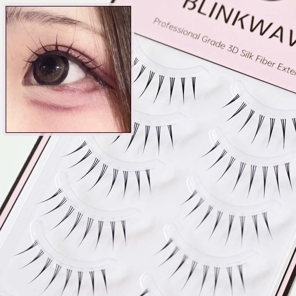 5 Pairs Japanese Mine Makeup False Eyelashes 8-10mm Length Black/Clear Band for Eye Makeup Accessories Natural false lashes
