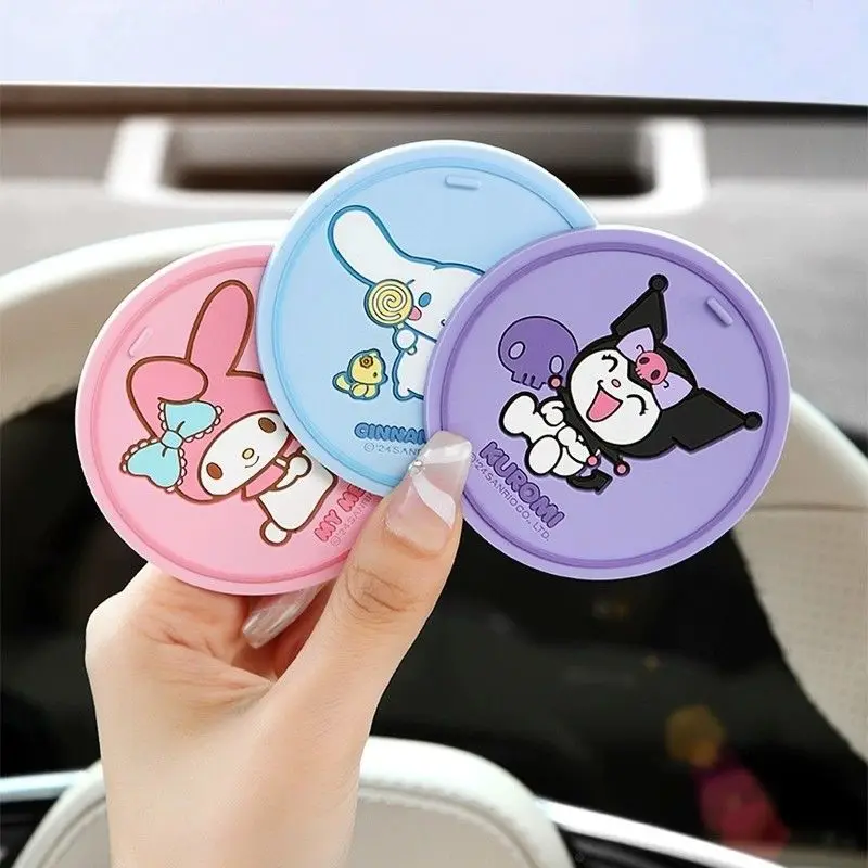 

Sanrios Hello Kittys Kuromi Car Water Cup Anti-Slip Mat Storage Tank Decorative Mat Melody Cinnamoroll Car Accessories Girl Gift