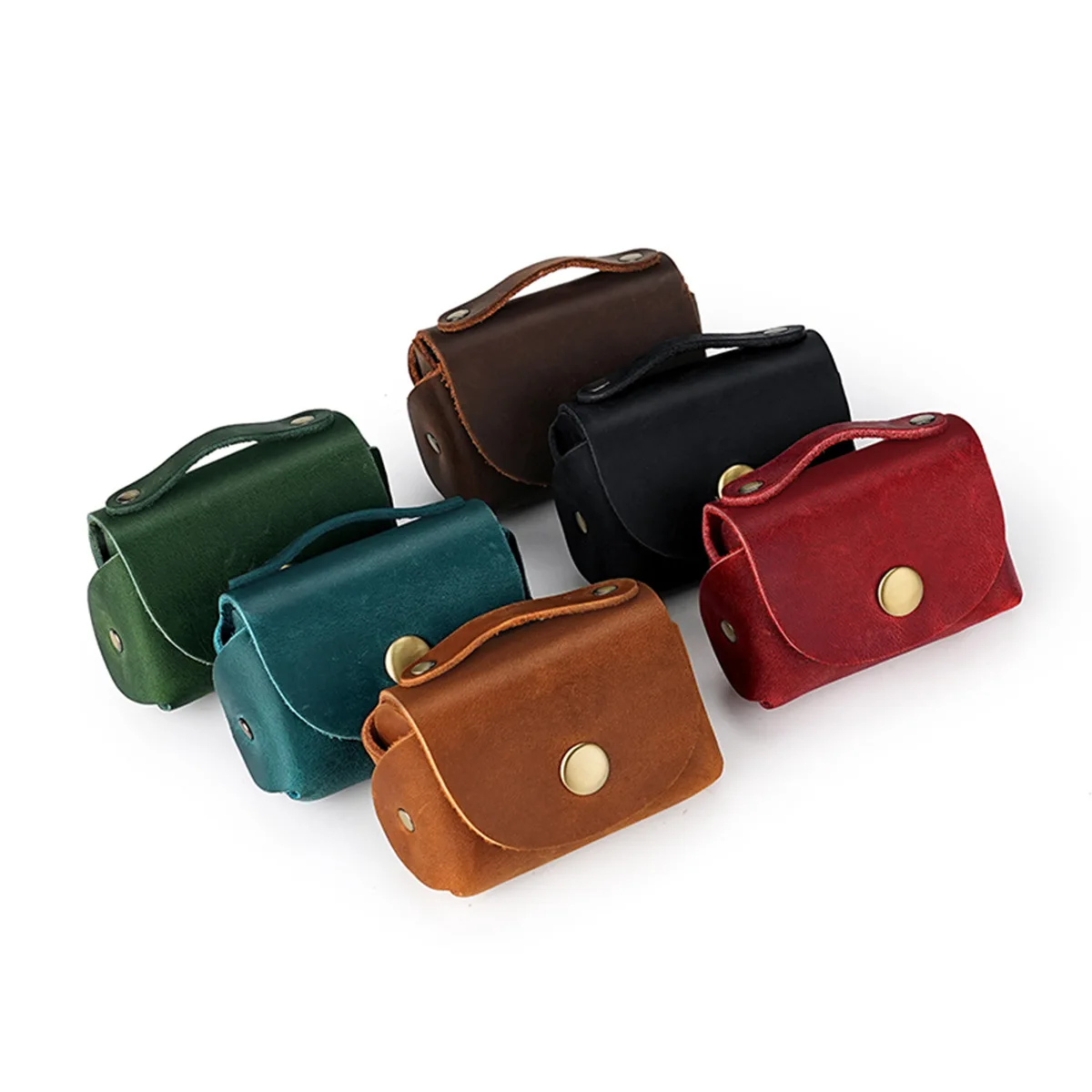 Small Cute Coin Purse Genuine Leather Change Pouch for Women Men Portable Mini Wallet Earphone Bag Keys Holder