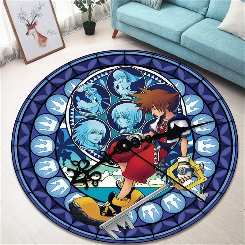 Cartoon Kingdom Hearts printed round carpet living room bedroom non -slip carpet floor mats bedroom decor birthday gift