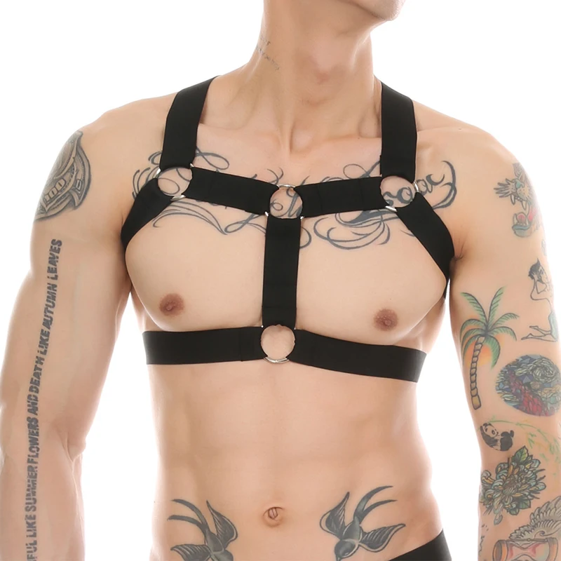 Lingerie Men Body Chest Harness Fetish Elastic Shoulder Harness Strap Gay Sexy Costume Clubwear Exotic Bondage Crop Tops Corset