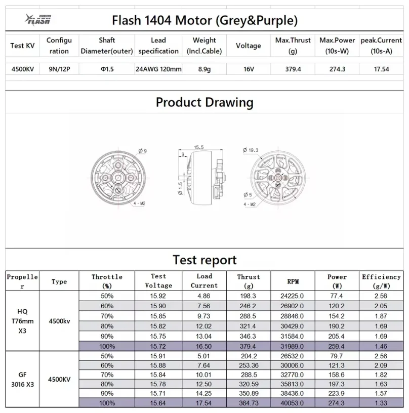 4 Uds FlyFishRC Flash 1404 4500KV Motor sin escobillas 2 ~ 4S eje de 2mm para RC Dron de carreras con visión en primera persona Quadcopter
