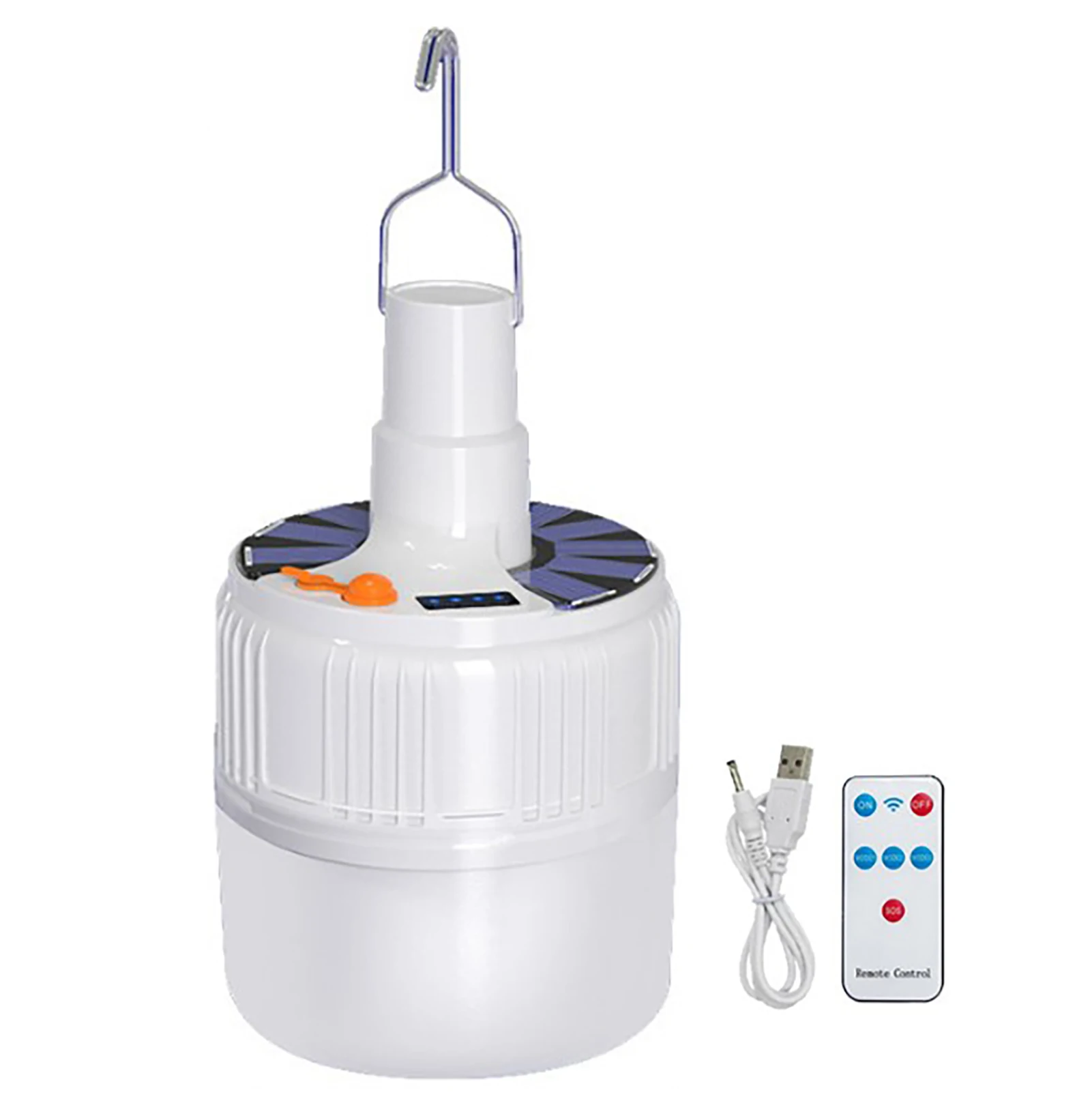 Light Bulb Solar Rechargeable LED Light Bulb Rechargeable Remote Control Night Market Charging Light for Camping USB LED Bulb