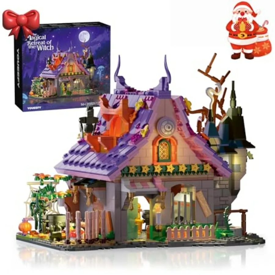 

Набор «Волшебный дом» для ведьм и строительный набор «Дом ведьм» с подсветкой, более 1200 строительных блоков для Хэллоуина, для взрослых
