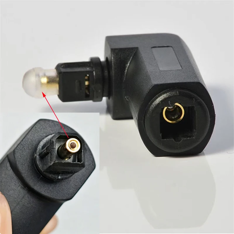 1-2PCS Fiber Optic Audio Adapter 90 ° Digital Audio Cable Adapter Toslink Male Cable Connector 360 ° Rotary Converter
