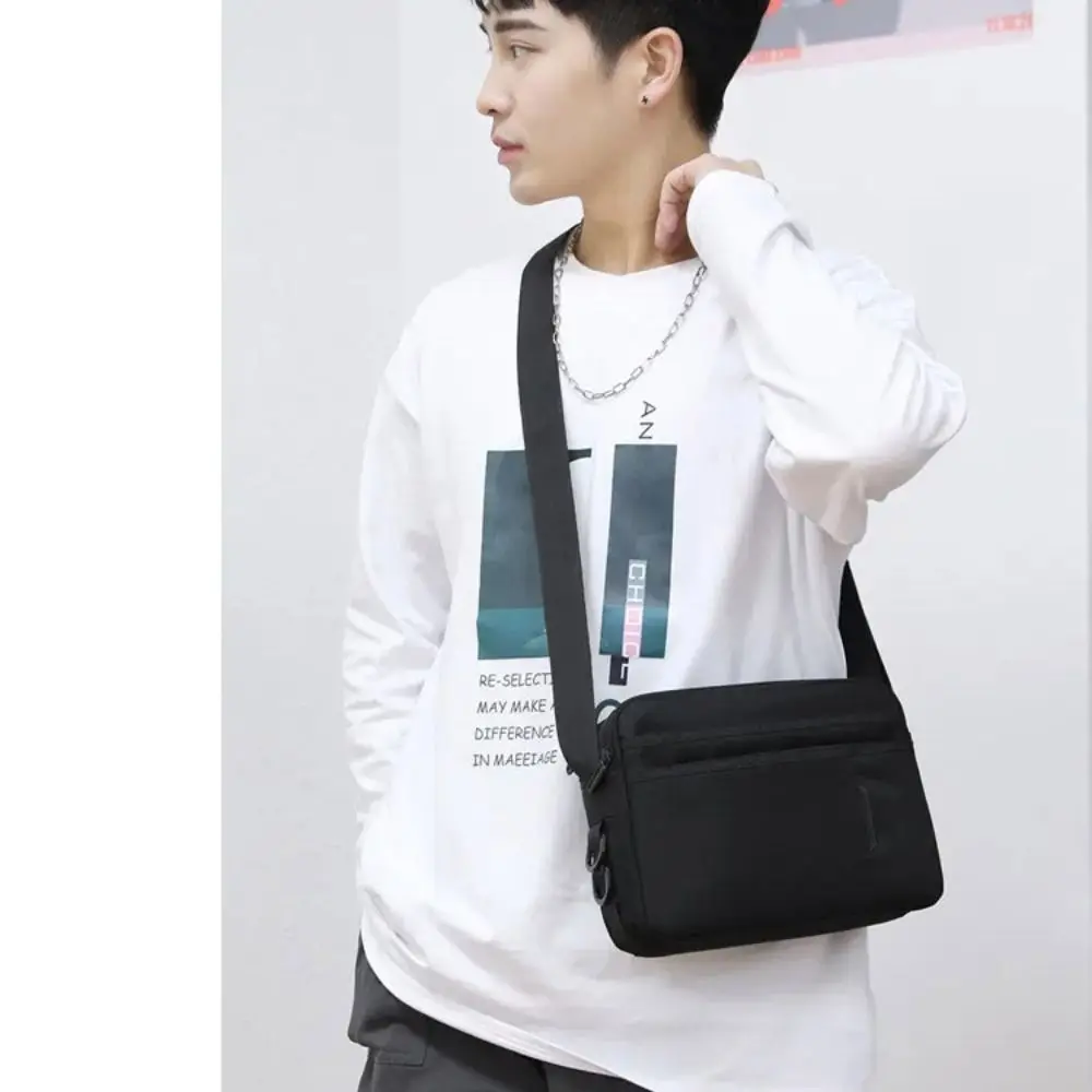 Single Shoulder Men's Shoulder Bag Fabric Large Capacity Man Messenger Bag Multi-functional Square Nylon Crossbody Bag Hiking