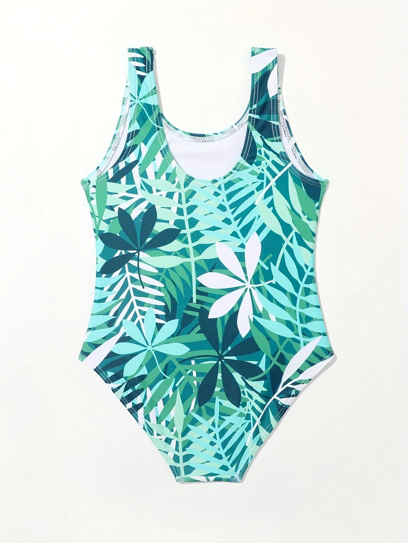 

Tropical-style Plant-printed Girls' Swimsuit, Open A Cool Journey To Play in The Water Chest Pad
