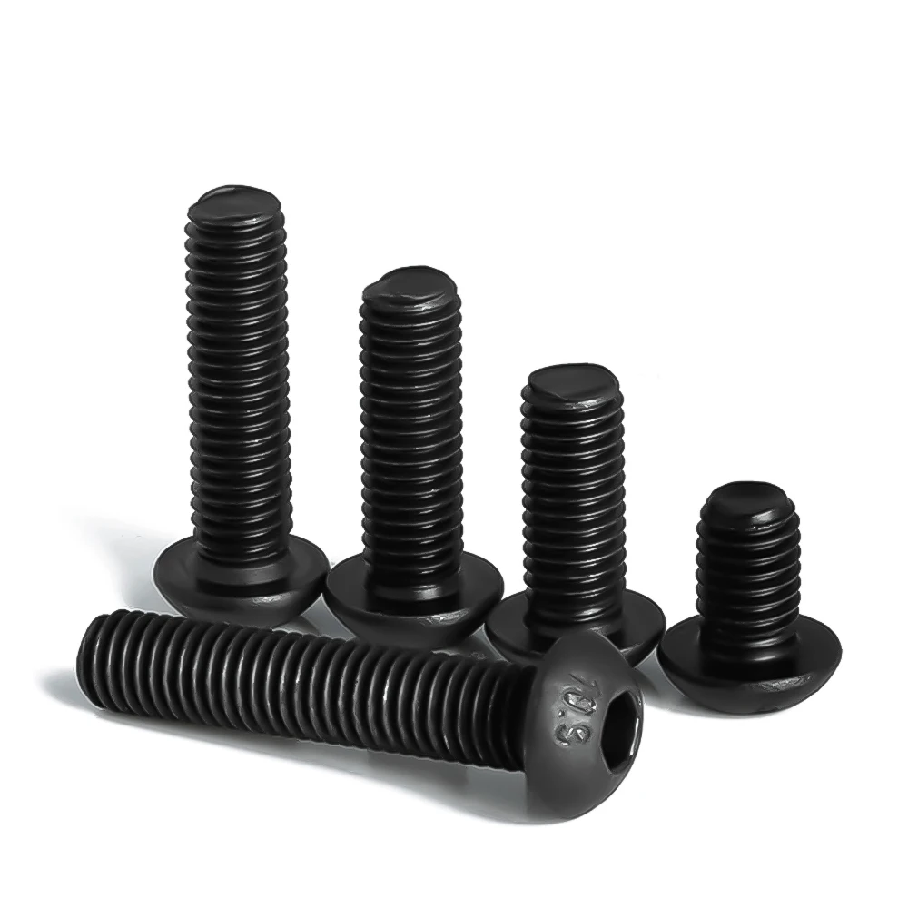 Wholesale Grade 10.9 Black Carbon Steel Hex Screws Round Head Hexagonal Allen Bolts Thread Metal Machine Screw M2M2.5M3M4M5M6M8
