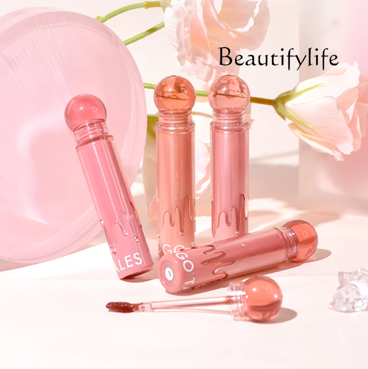 Light luxury small powder ball water light mirror lip glaze is naturally not easy to stick to the cup lip gloss lipstick daily