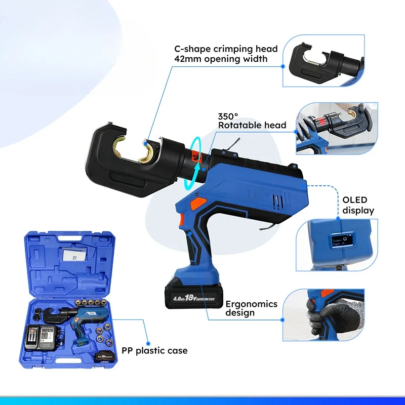 ECT-12042 700bar battery Cu50-400mm2 hydraulic cable crimper connector copper cordless electric crimping tool