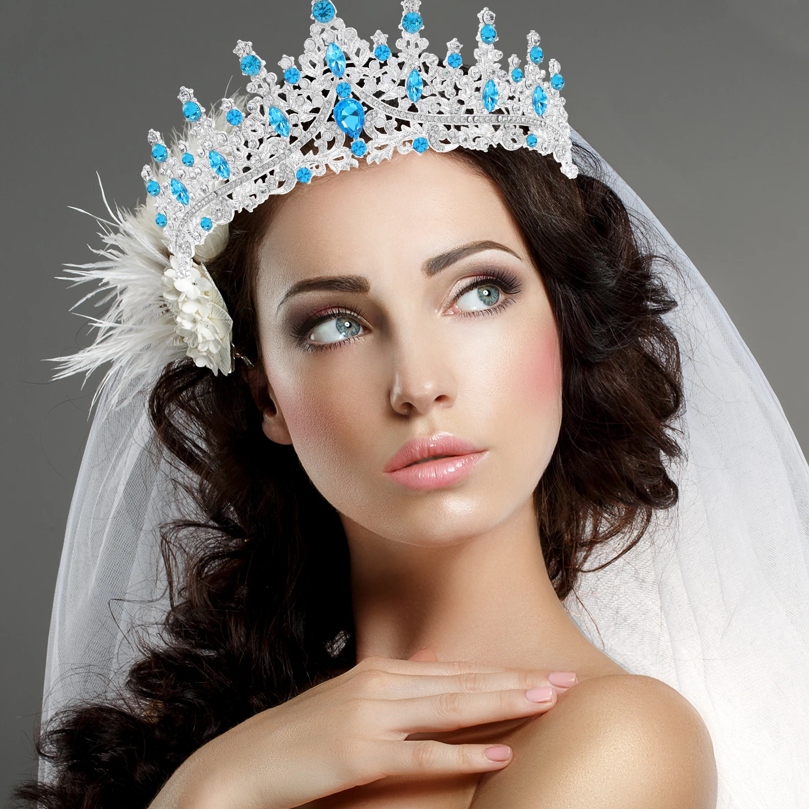 

Crown Hair Accessory Rhinestone Wedding Tiara Birthday Headband for Women Queen Party Bridal Headdress Crystal