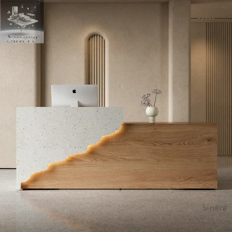 

Square Company Office Reception Desk INS Wind Solid Wood Homestay checkout page Clothing store Bar customization