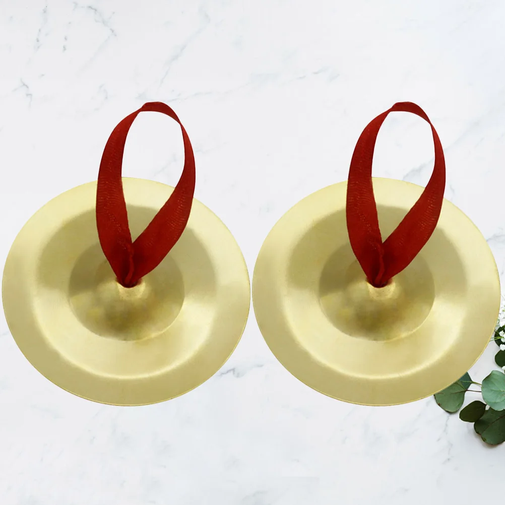 

1 Pair Golden Finger Cymbals Mini Small Musical Percussion For Dancers Rhythm Maker Tunable Crisp Loud Playable Easy Carry Sling