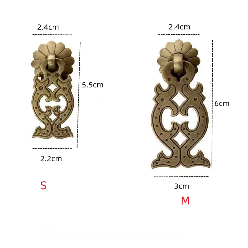1pc Fish Shape  Brass Cabinet Knob Drawer Flush Ring Pulls Gold Bronze Cabinet vintage Pulls Kitchen Cupboard Handles