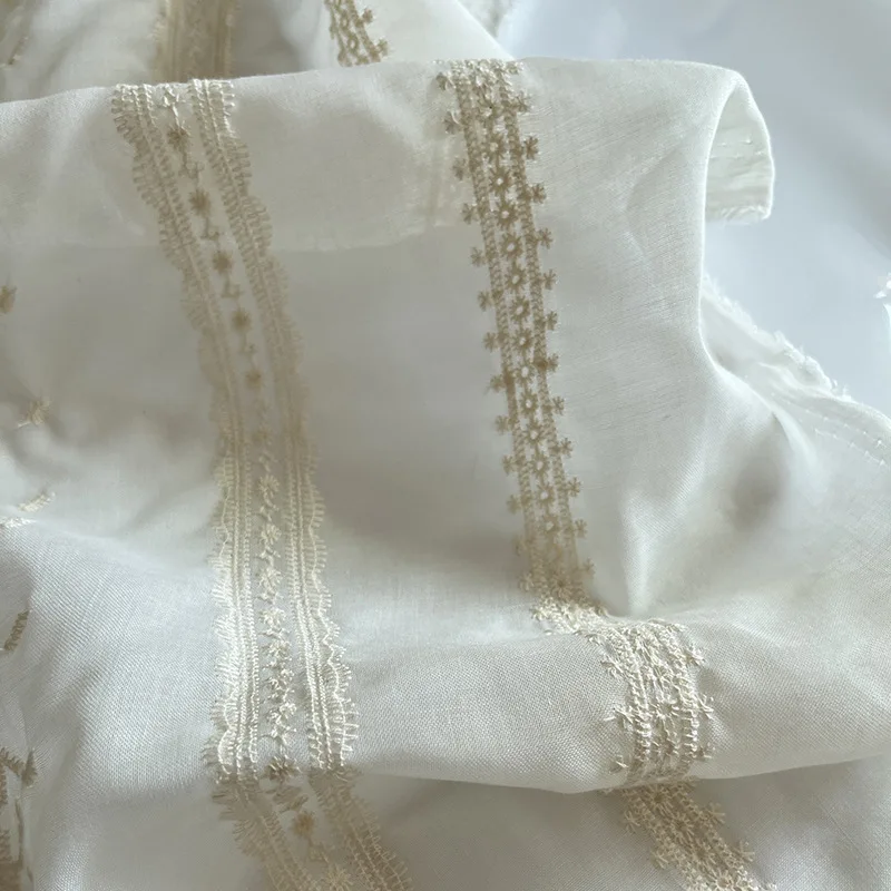 

Cotton Embroidered Lace Fabric for Sewing Dress Clothes DIY Handmade Crafting Cloth