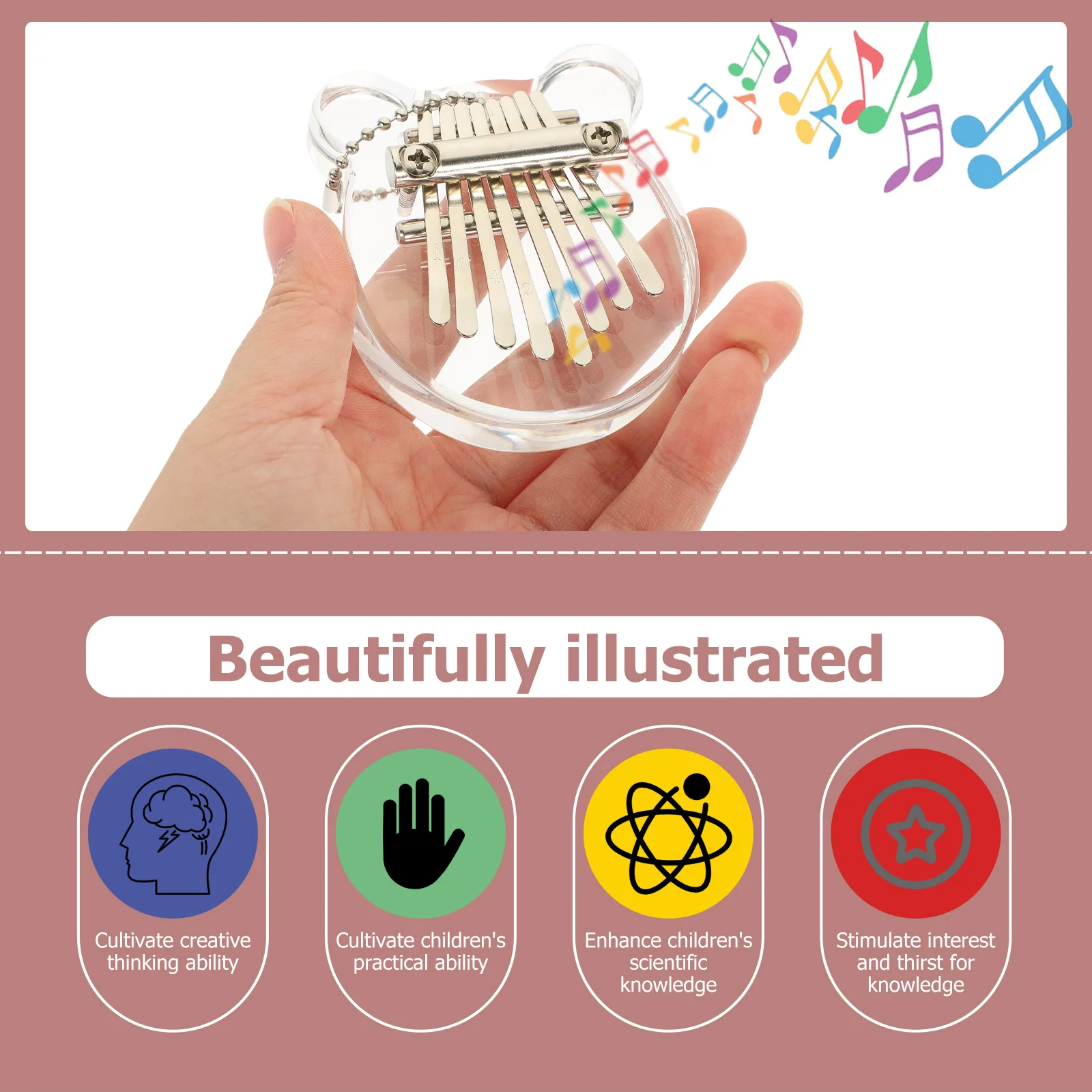 

Clear Cartoon Bear Shape 8-Key Thumb Piano Kalimba Portable Finger Piano Music Instrument for Beginners Stress Relief