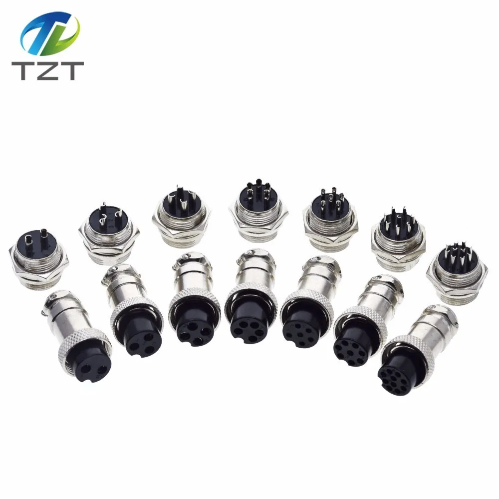 TZT 1set GX16 2/3/4/5/6/7/8/9/10 Pin Male & Female 16mm L70-78 Circular Aviation Socket Plug Wire Panel Connector for diy