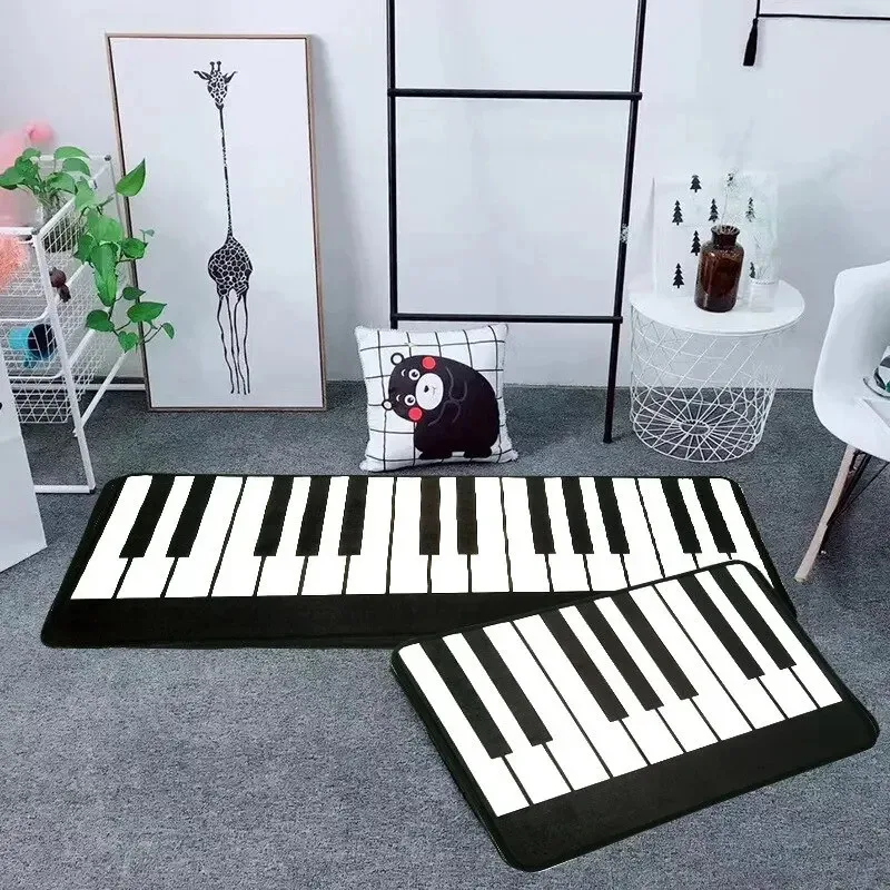 Klaviertastatur-Teppich, Wohnzimmer, Küche, Bodenmatte, Badezimmer, Schlafzimmer, Matratze, Teppich, Klavier, Schwarz und Weiß, klassisches Design