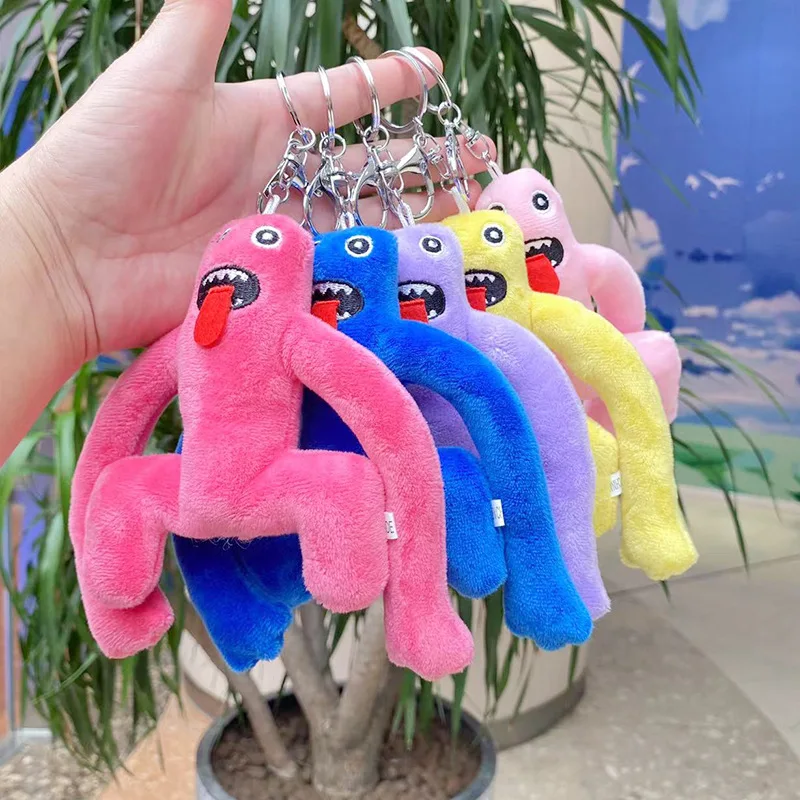 Llavero de peluche Roblox Rainbow Friends, colgante de personaje de juego colorido y suave, accesorio para mochila y bolso para fanáticos del juego