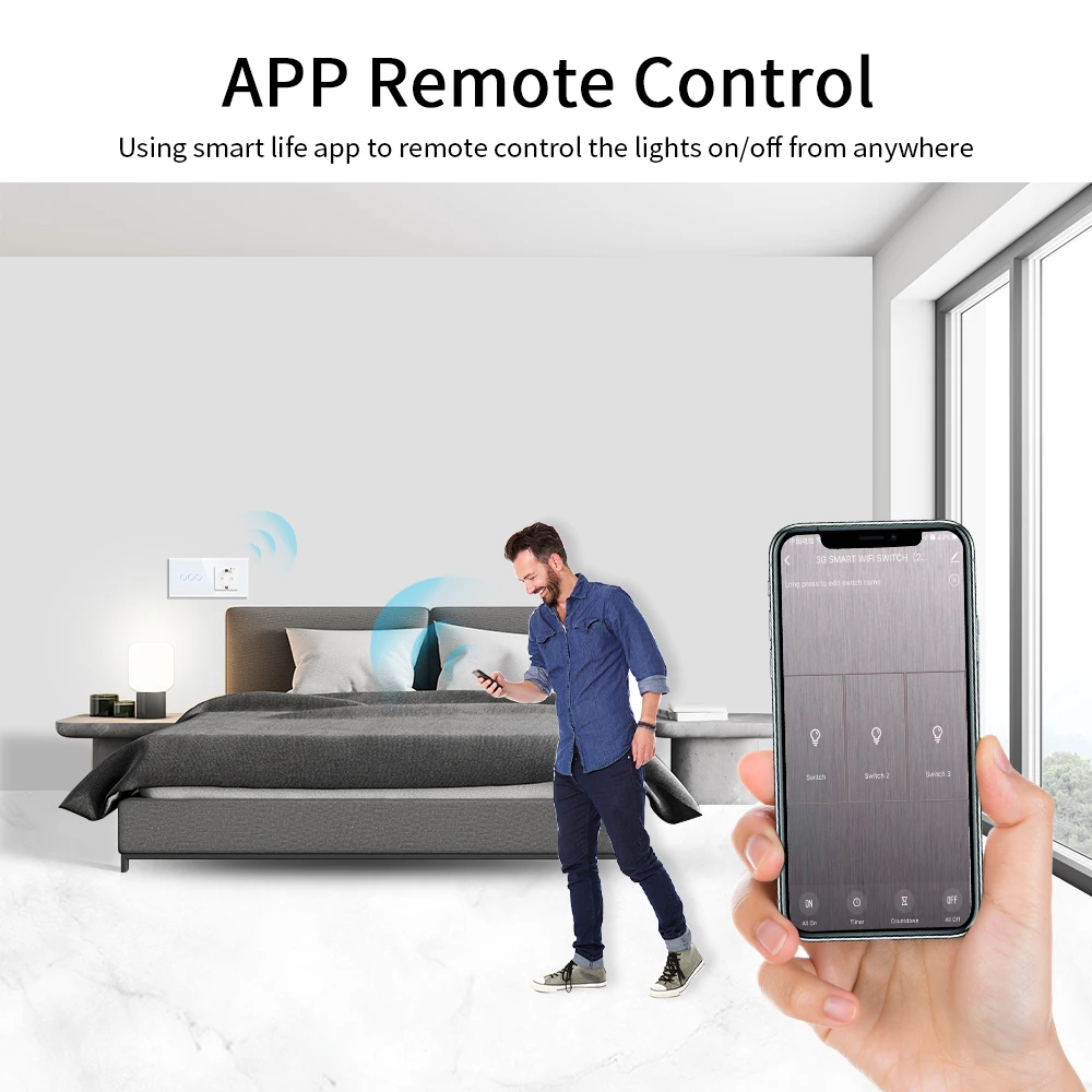 DAJIMEI EU Smart WiFi Touch Switch and WiFi Wall Socket Crystal Glass Panel Sensor Switches Smart Outlets Tuya Google Home Alexa