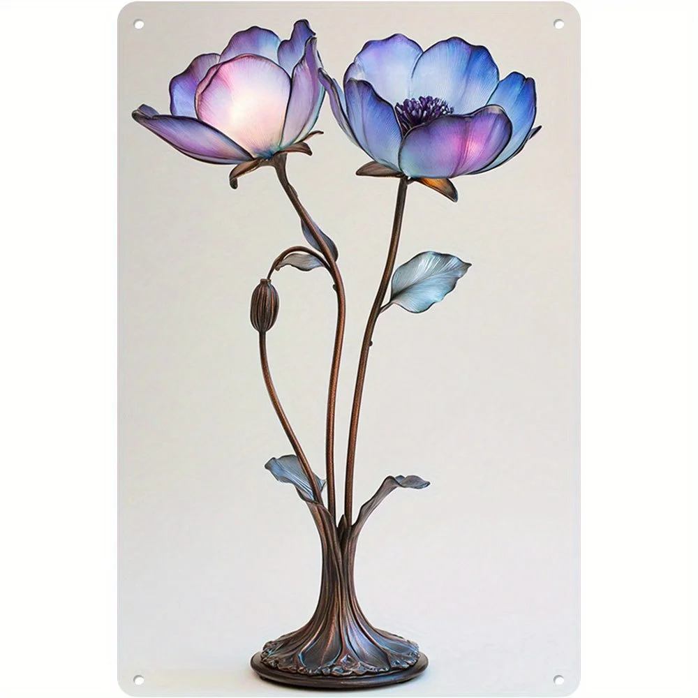 

1pc, 2D Flat Table Lamp Set On Top Of A Wooden Desk Vintage Tin Sign Decor,It Adds Vintage Charm To Any Room. Friends And Family