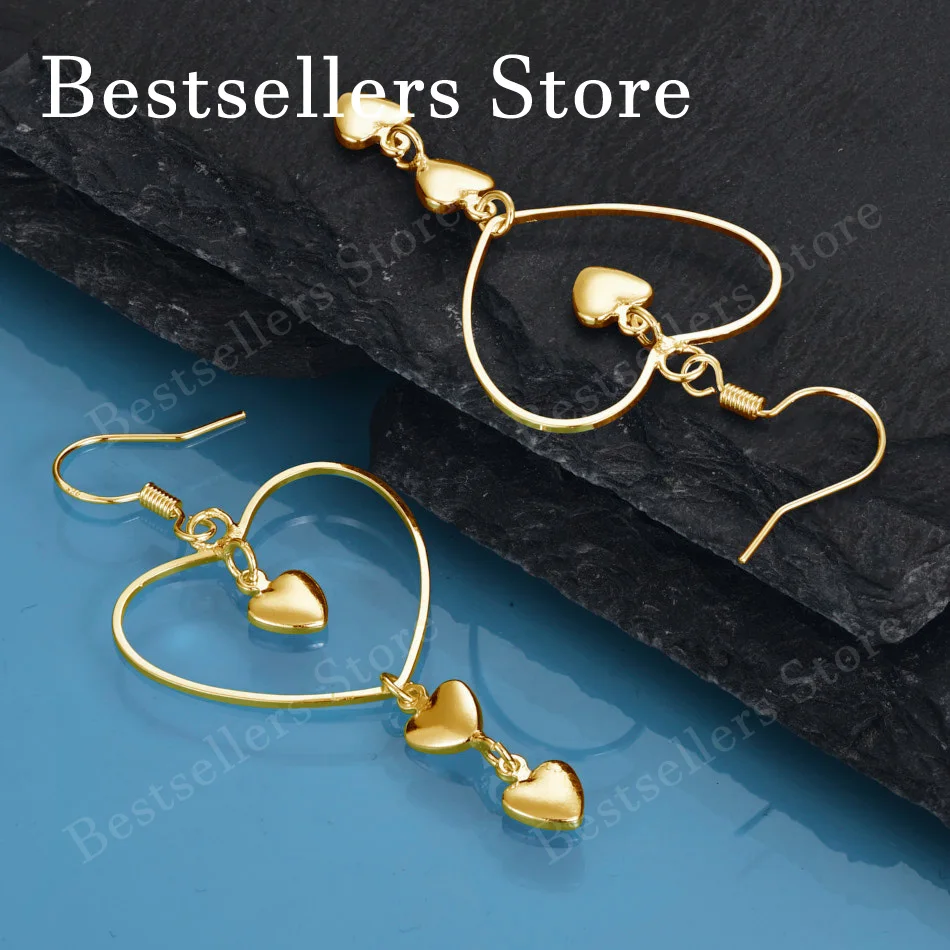 Exquisite 18K Gold-Plated Multi-Layer Heart Tassel Earrings – Fashionable Jewelry for Women's Weddings and Parties