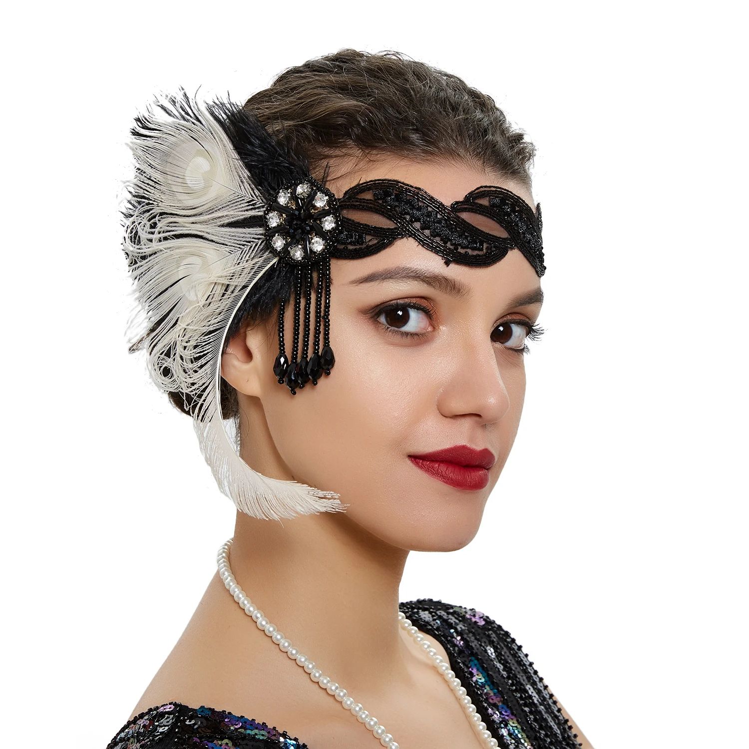 Vendita calda retrò piuma fascia evento cerimonia danza copricapo festa stile etnico nappa accessori per capelli appesi