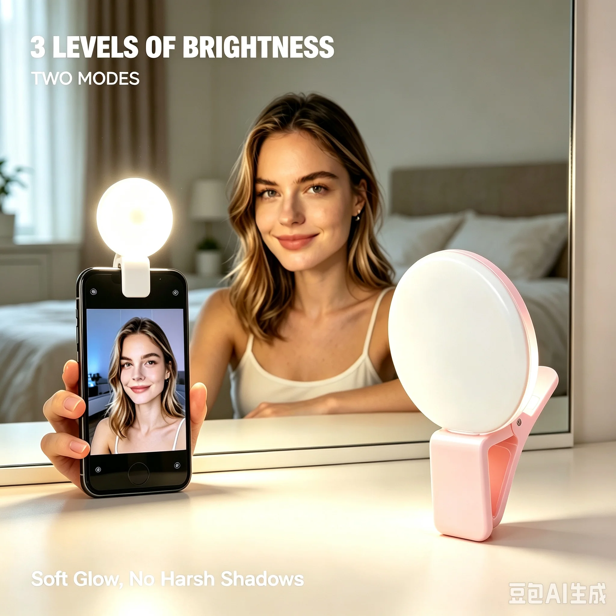 LED Clip‑on Selfie Ring Light Mini Phone Fill Lamp 3Brightness Levels 2Lighting Modes USB Rechargeable For Photography Vlog Live