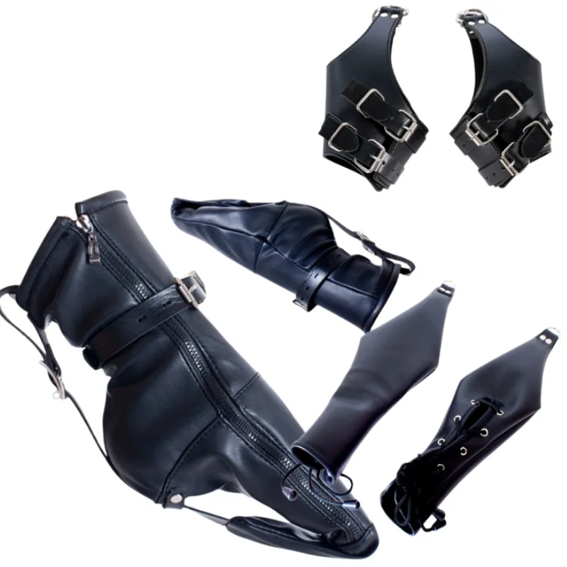 Adjustable Leather Ankle Cuffs And Role Play Gloves Bondage Set_voghion.com