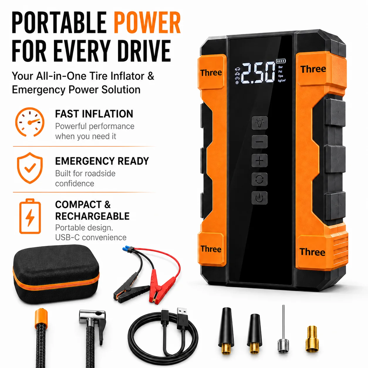 SUITU 2-in-1 Car Jump Starter with Air Pump Portable Battery Booster Digital Tire Inflator for Car Truck Motorcycle