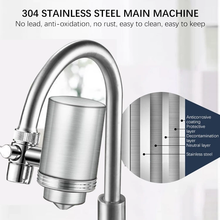 2024 رائجة البيع تصميم جديد صنبور تصفية المياه المنزلية صنبور الحنفية تصفية المياه المستخدمة على صنبور مع فلتر السيراميك