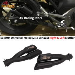 Motorcycle Left Right Exhaust Modified Muffler With Removable Double Holes DB Killer For CBR500 Z400 Ninja300 Z750 R3 Z1000