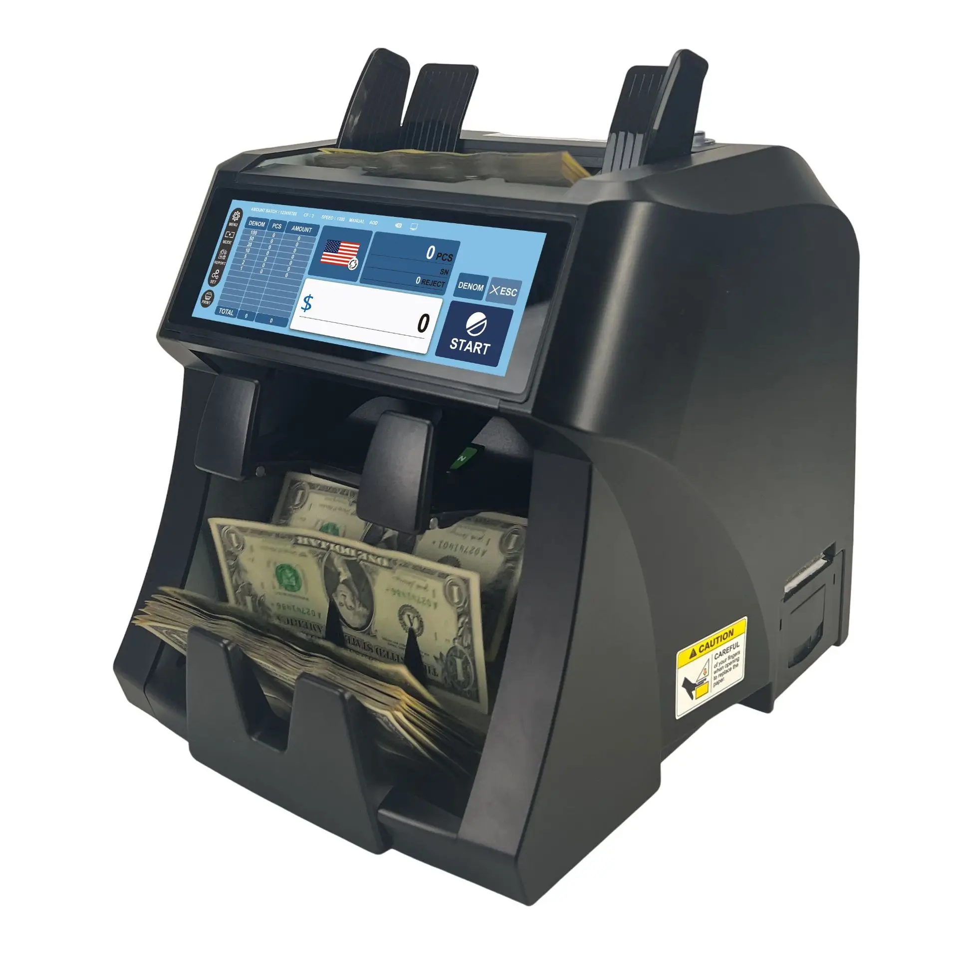 آلة عداد الفواتير الراقية كاشف متعدد العملات بشاشة كاملة