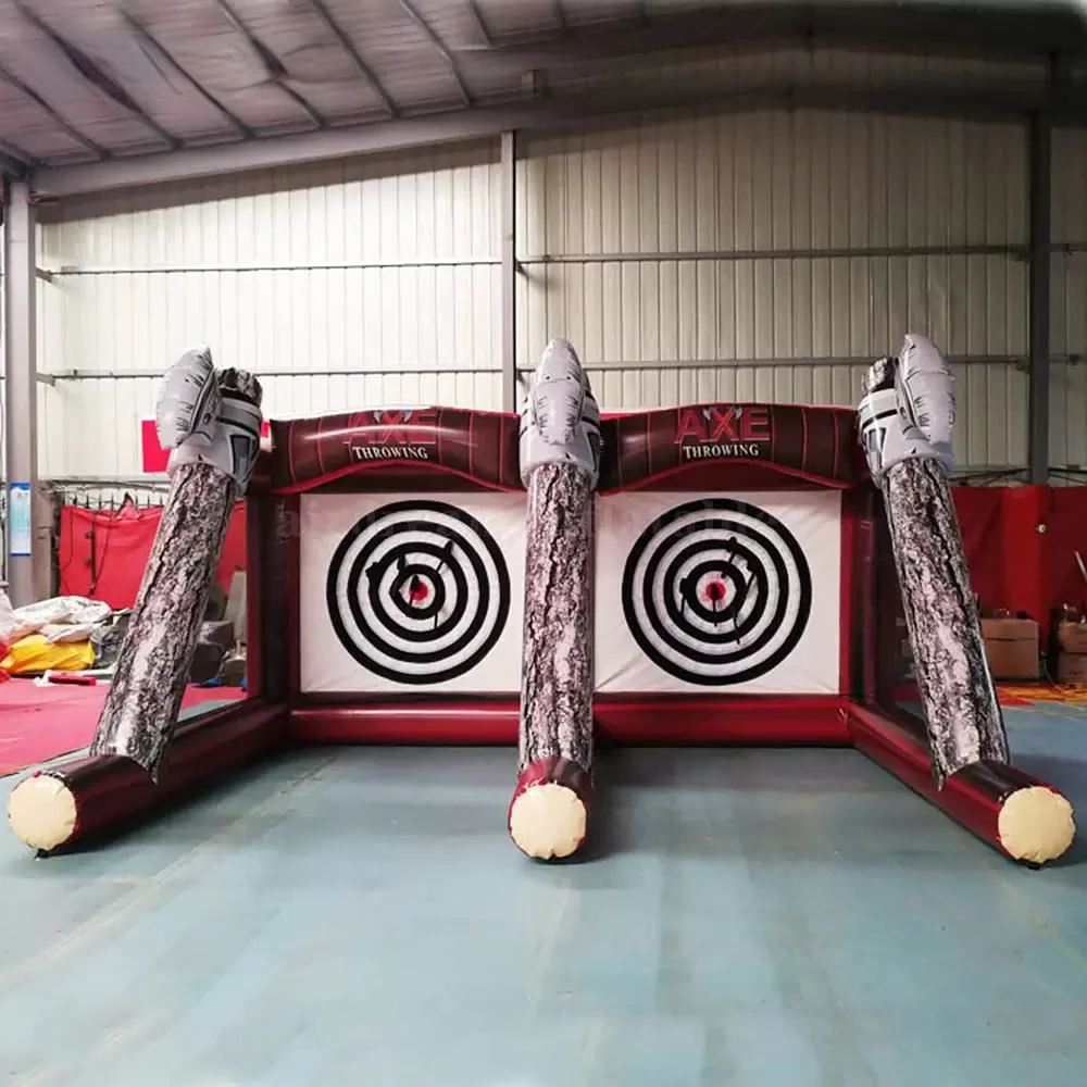 

Double Shoot Game Inflatable Axe Throwing Football Soccer Shooting Board with Air Blower and Axes