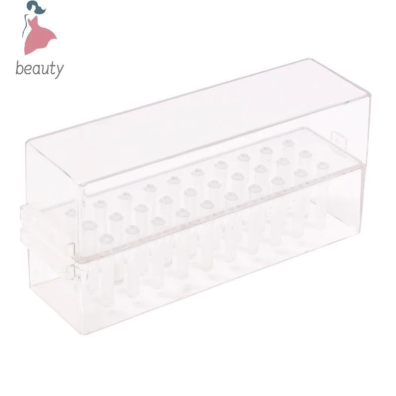 30 Holes Clear Nail Drill Bits Holder Storage Box For Milling Cutter Dustproof Nail Bit Case For Acrylic Nails Accessories