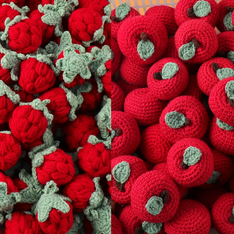 1 قطعة الانتهاء اليدوية محبوك الفاكهة قلادة الكروشيه الصوف الفراولة البرتقال حقيبة سيارة حلقة رئيسية قلادة حقيبة يد السحر الهدايا