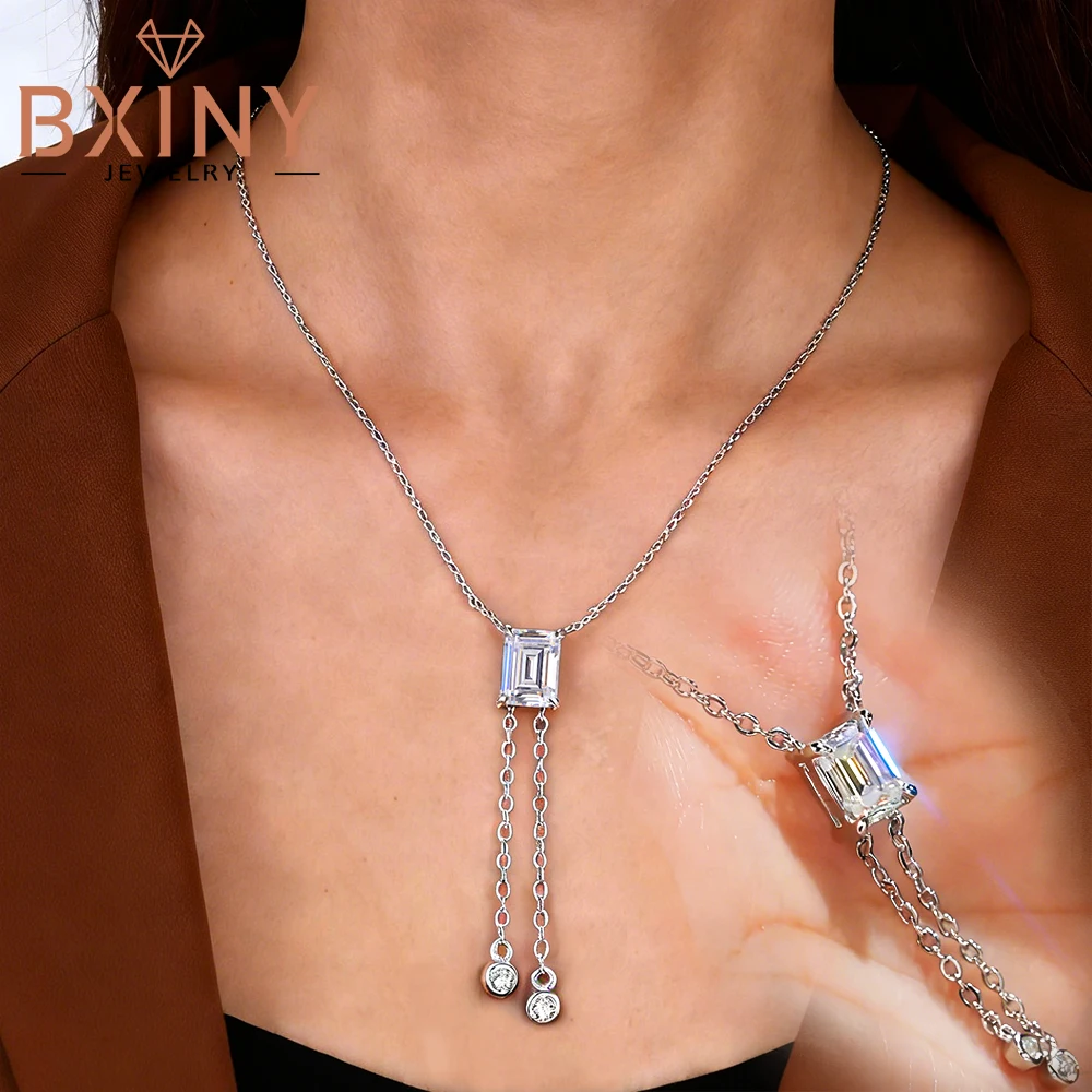 bxiny-1carat-emerald-cut-moissanite-pendant-necklace-925-sterling-silver-solitaire-tassel-neck-chain-for-women-fine-jewelry-gift