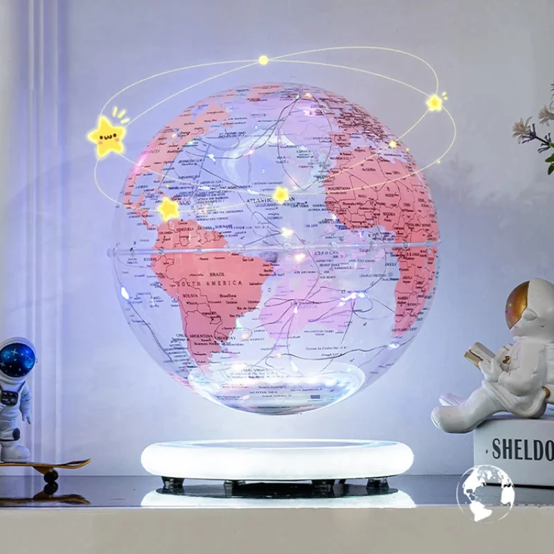 8inch Magnetic Levitating Globe 20cm Transparent Globe Lamp LED Light ABS Globe Home Office Decoration Christmas Business Gifts