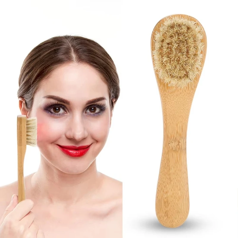 1-6Pcs Exfoliating Brush Facial Cleansing Brush Bamboo Horse Hair Facial Cleansing Massage Face Care Brush Deep Cleansing