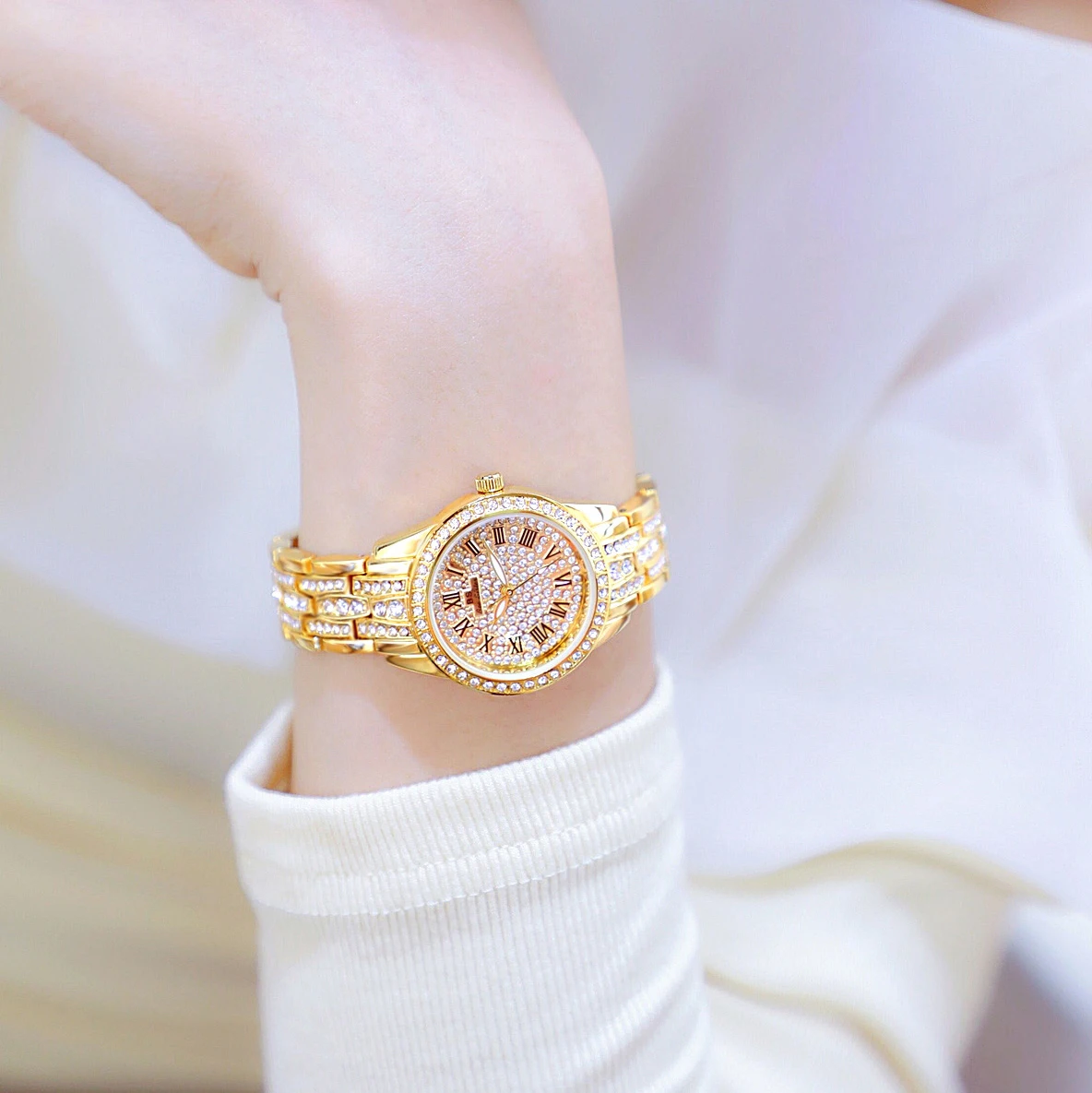 Watches For Woman BS Diamond Watch Silver Bracelet Analog Quartz Wristwatches Waterproof Luxury Brands Lady Clock Gifts